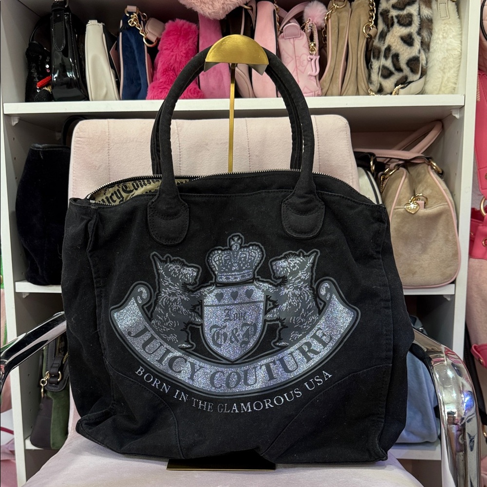 Vintage Juicy Couture Black and Gray Tote Bag
